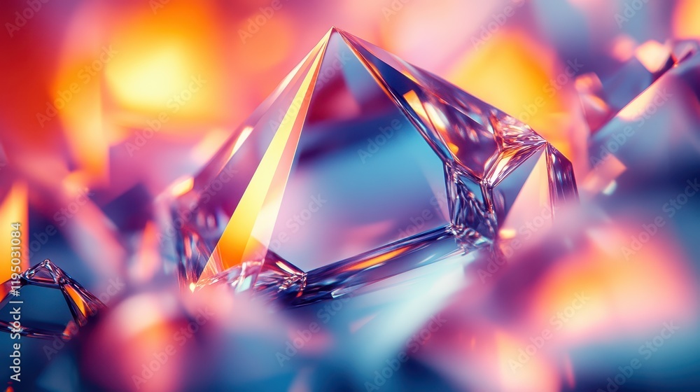 Aufkleber abstract glass shapes create a vibrant interplay of colors and reflections, illuminating the surroun