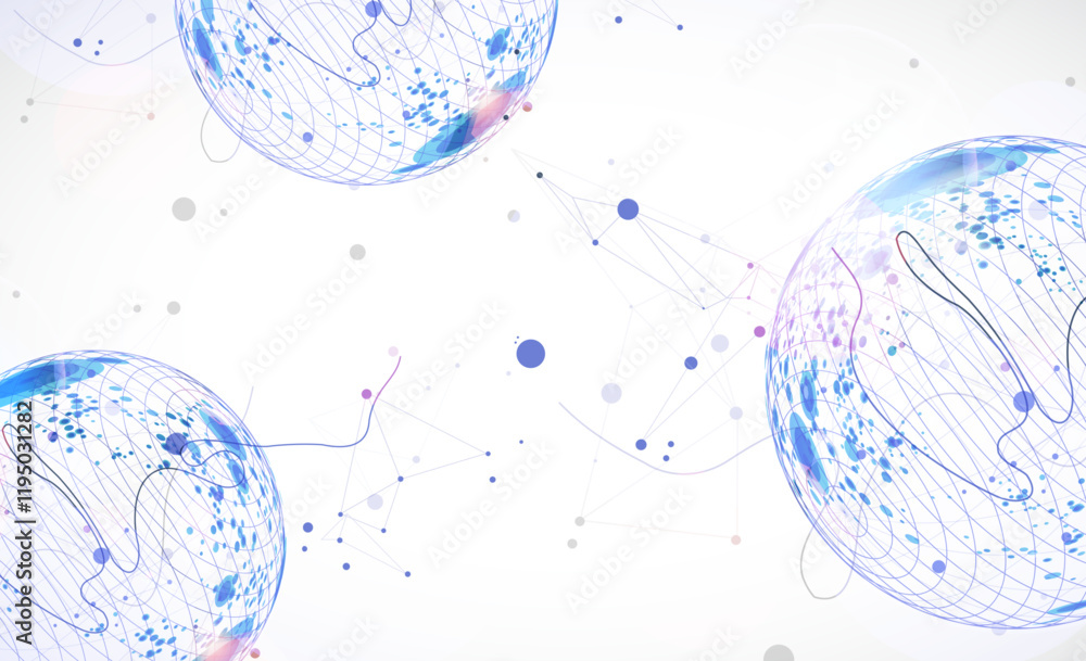 Poster abstract sphere background with plexus effect. 3d surface. vector.