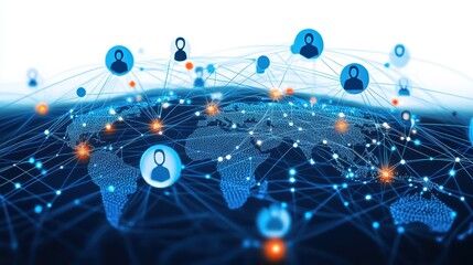 Global network connections showcasing corporate collaboration and communication across diverse geographic locations and industries