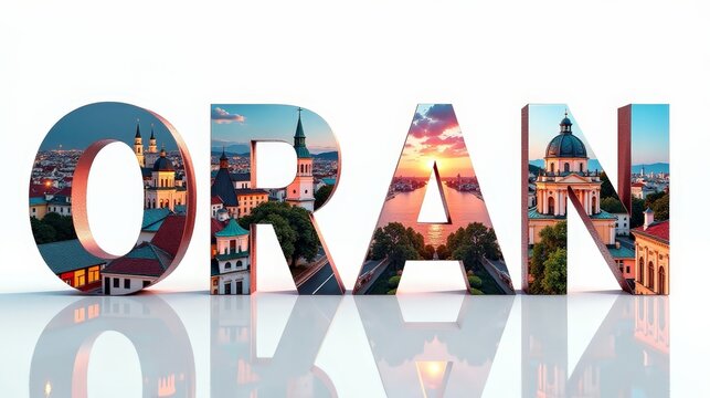 Oran letters City, Word illustration, travel and tourism in Algeria Attraction Wall Gift Decoration