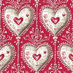 Vintage Valentine&rsquo;s Day Cards Design Featuring Hearts and Floral Elements with Gold Accents for Celebration and Festive Decor in Chinese New Year Celebrations