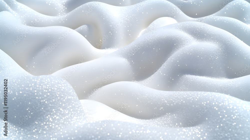 Poster soft and shimmering white snow texture with twinkling sparkles under natural light creating a dreamy