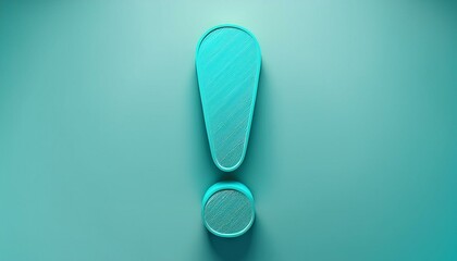 an exclamation mark in turquoise on a light blue background