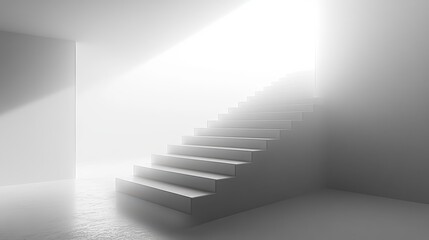 The interior features a soothing pale gray gradient with a sleek matte finish, complemented by illuminated stairs that enhance the modern and tranquil atmosphere