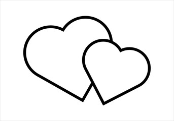 Icono negro de dos corazones en fondo blanco