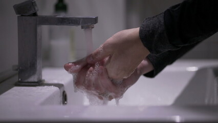 Close-up washing hands prevention against disease