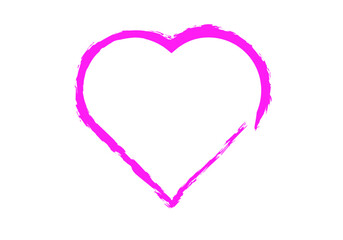 Corazón rosa de trazo de pincel en fondo blanco