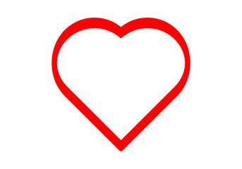 Corazón de trazo de pincel rojo en fondo blanco