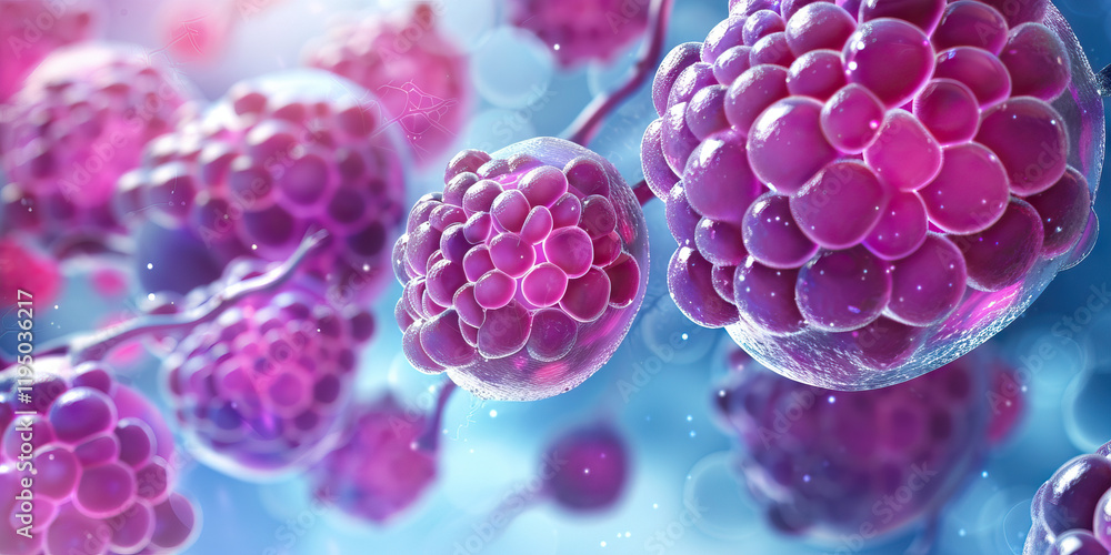 Poster microscopic rendering of cellular aggregates