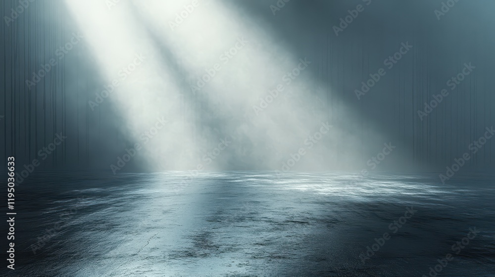 Poster smooth metallic gradient with soft light rays illuminating a tranquil space, creating an atmospheric