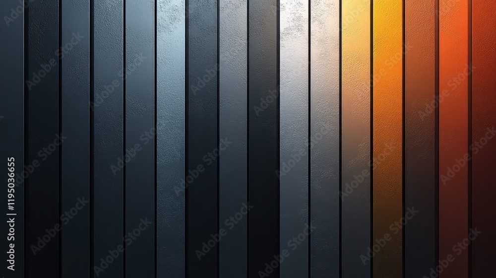 Poster smooth metallic gradient transitions from deep black and gray to warm orange tones, creating a dynam
