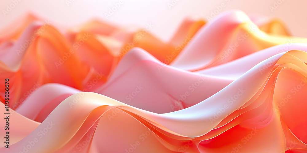 Poster abstract composition of peach and coral undulating forms