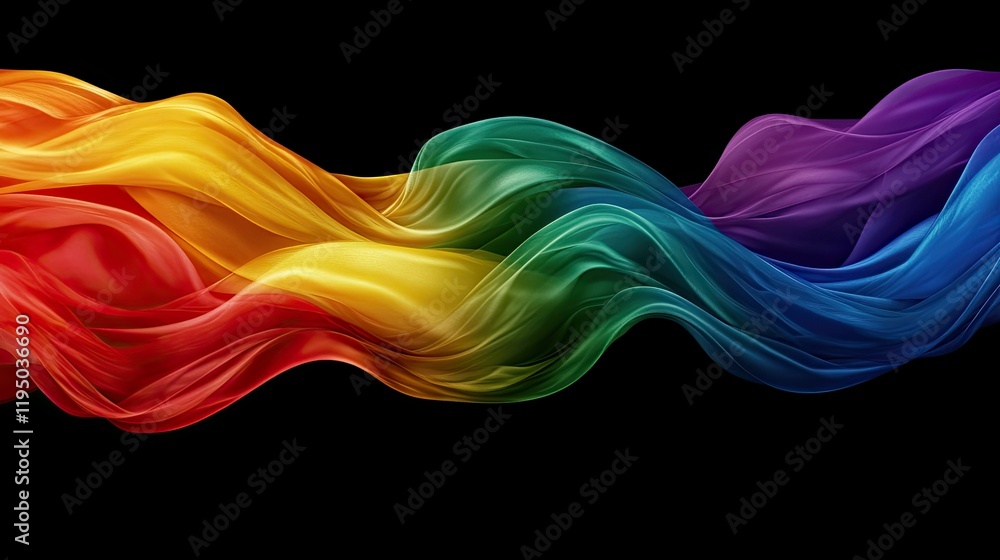 Fototapete vibrant rainbow swirls forming an abstract wave, symbolizing pride and unity, with ample space for t