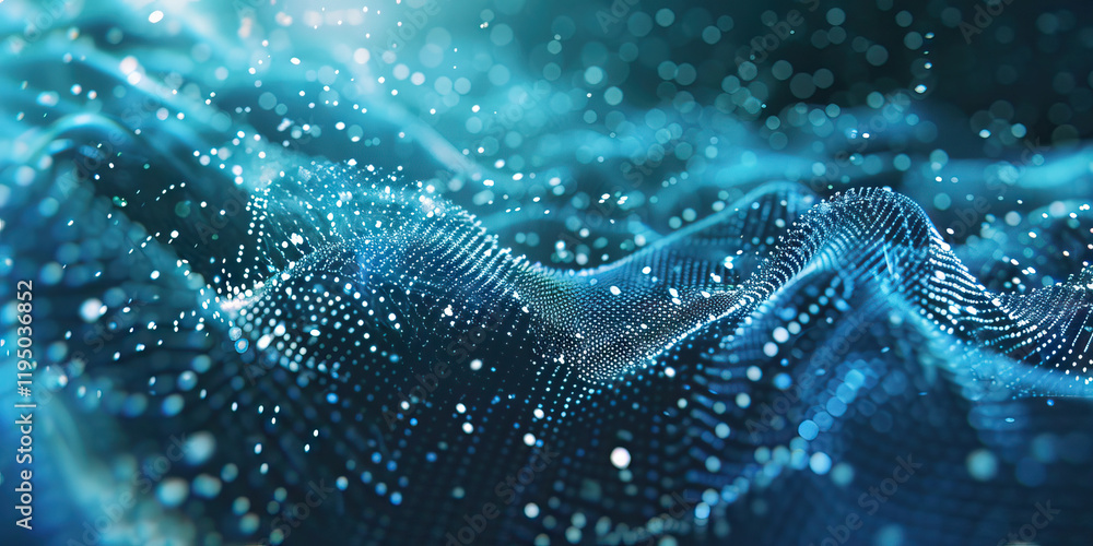 Poster abstract teal data point waveform