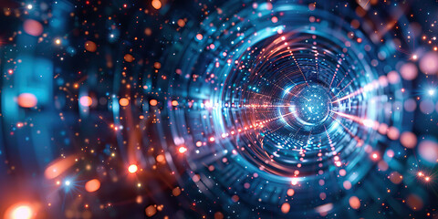 Obraz premium Abstract Digital Tunnel with Bokeh Lights