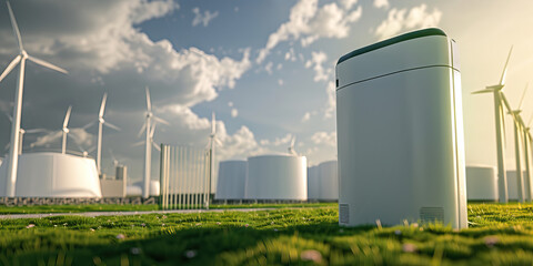 Fototapeta premium Energy Storage Unit at Wind Farm
