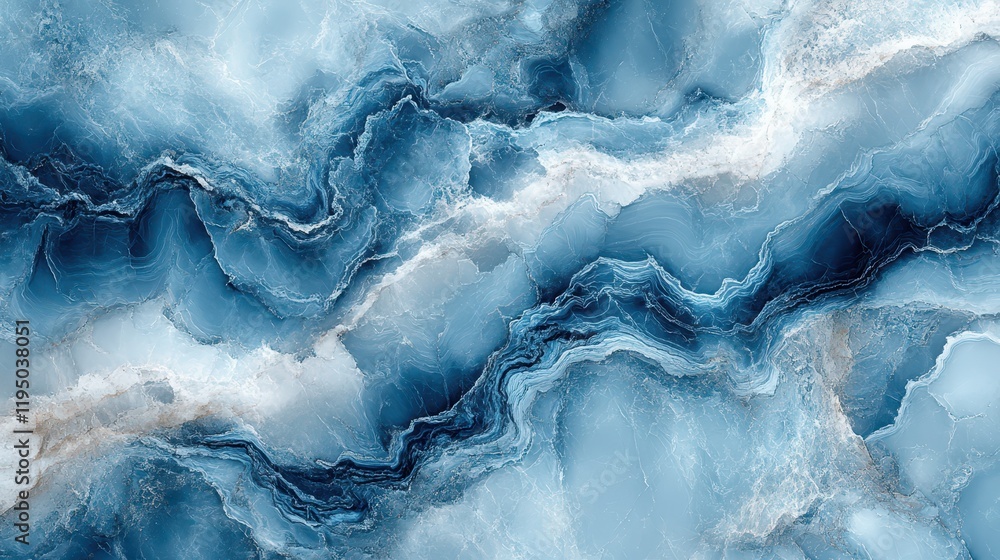 Poster elegant blue and white marble texture showcasing soft swirls and intricate patterns reminiscent of c