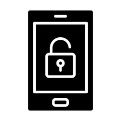 Unlocked Phone Vector Glyph Icon Design