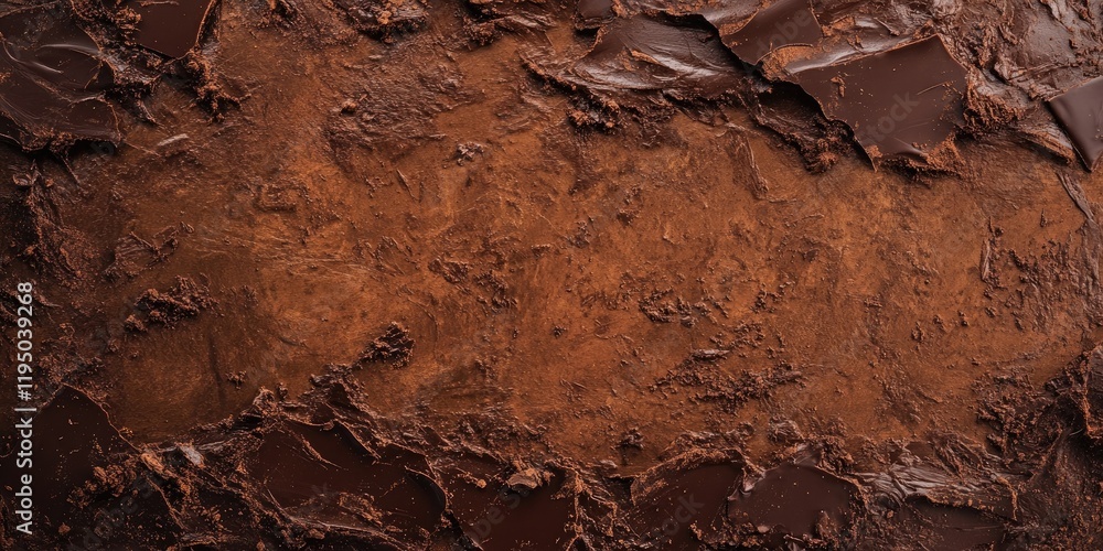 Aufkleber rich chocolate brown grunge texture with uneven surface showcasing dark and light cocoa swirls ideal