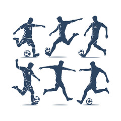 A Set of Soccer Player Silhouette Vector Illustration