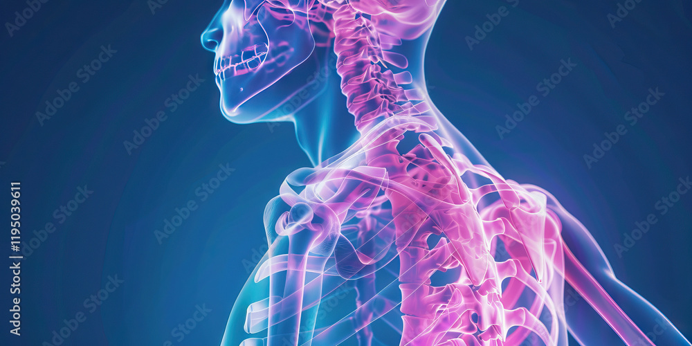 Aufkleber digital rendering of human upper torso skeletal structure