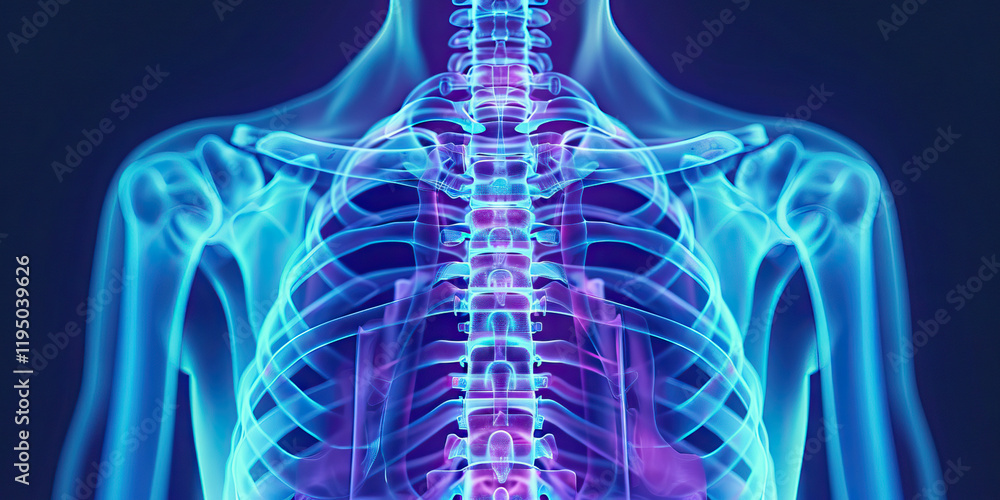 Aufkleber digital rendering of upper thoracic skeletal structure