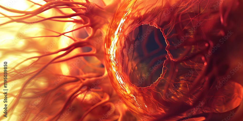 Poster abstract image: translucent sphere with internal and external veining