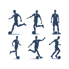 A Set of Soccer Player Silhouette Vector Illustration