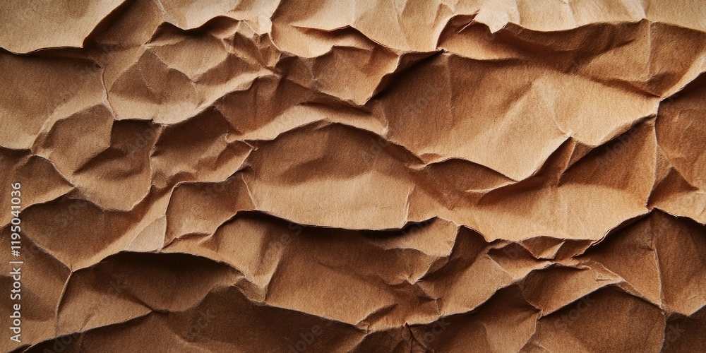 Poster crumpled brown textured background featuring warm earthy tones with deep folds and creases creating 
