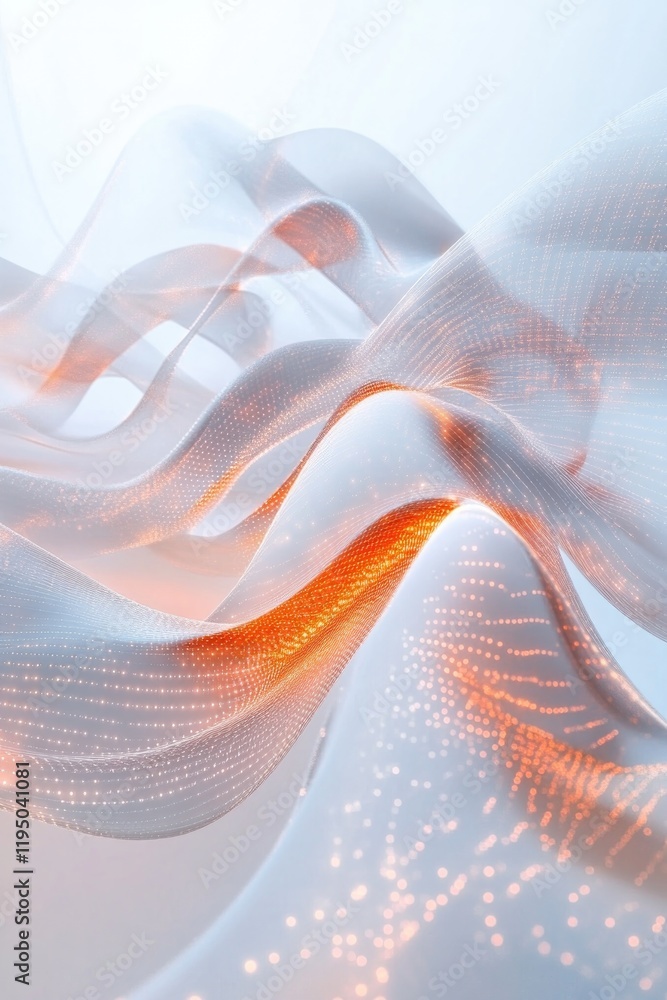 Poster flowing waves create dynamic interplay of light and color, evoki
