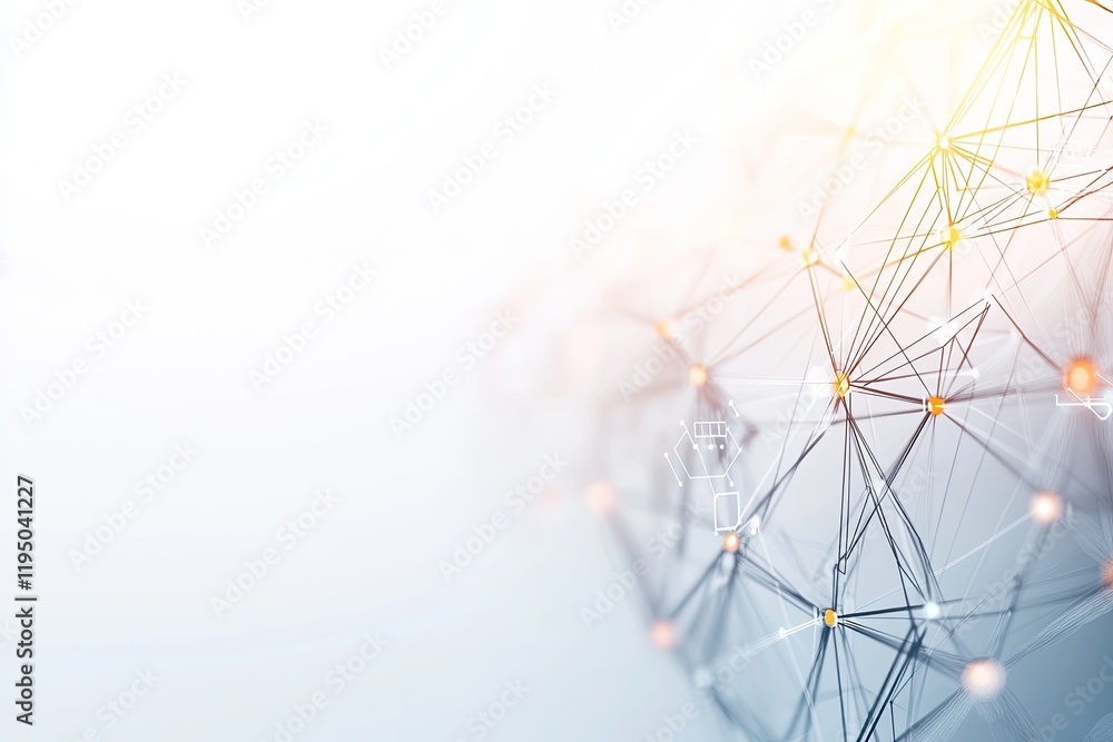 Poster connecting lines and nodes create dynamic digital landscape, sho
