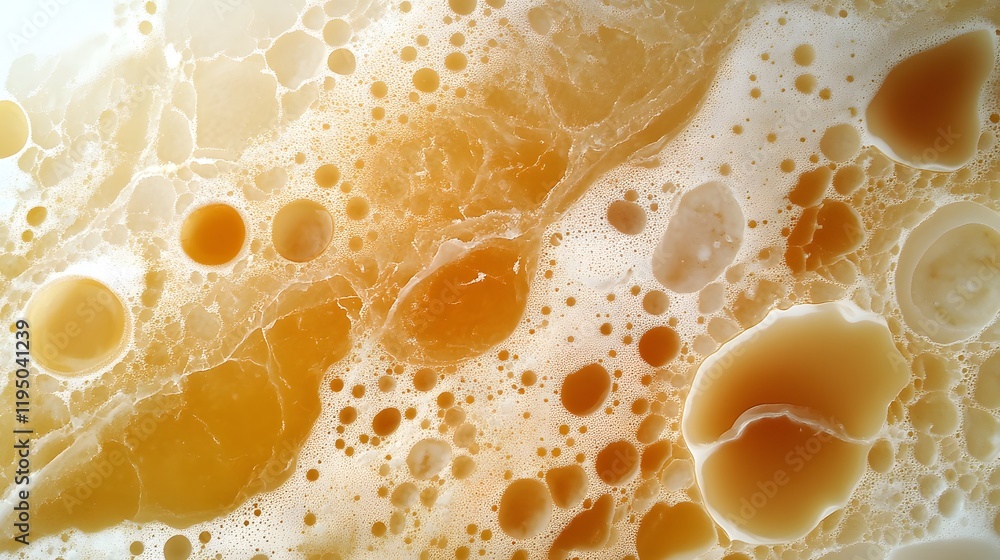 Poster light brown abstract texture with bubbles and swirls, representing fluid dynamics, natural patterns,