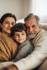 Fototapeta premium Warm embrace of three generations showcasing love and connection