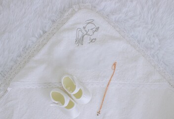 baptism clothes and chain and cross. Orthodox. baptism