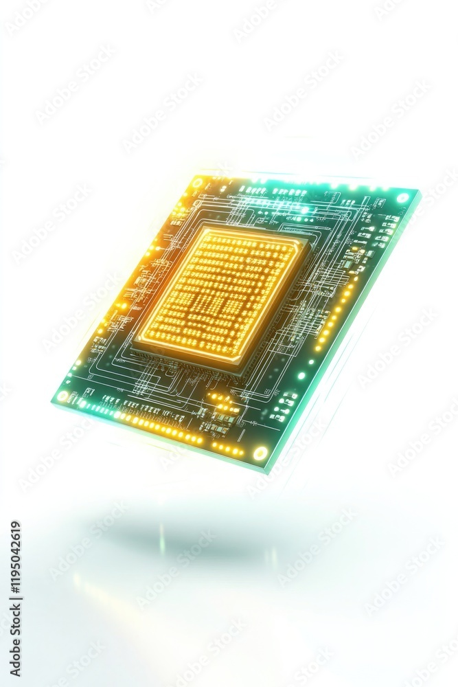 Poster floating circuit board showcases intricate design with vibrant c