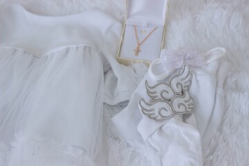 clothes for a girl's baptism and a chain and a cross. Orthodox. baptism