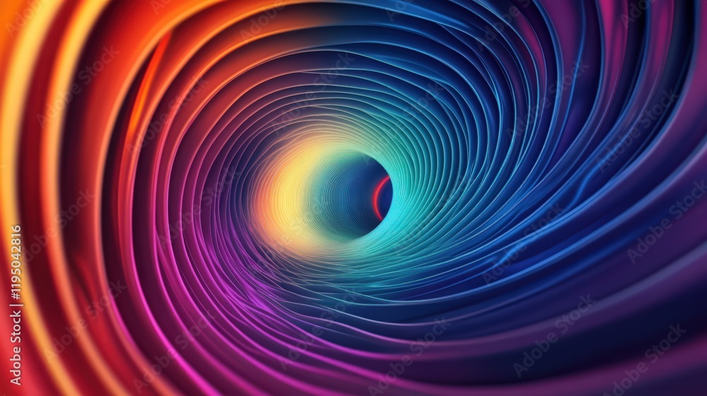 Poster abstract colorful tunnel with vibrant gradients and a mesmerizing spiral design