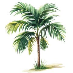 A watercolor of a Palm Plant, isolated on a white background. Palm Plant vector.
