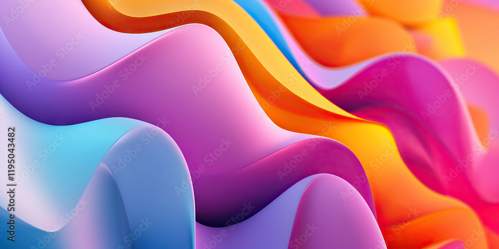 Poster abstract composition of interlocking colorful waves