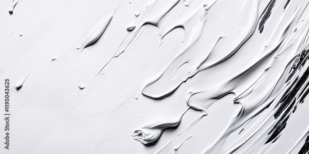 Poster bright white textured background with wet paint strokes in varying thickness showcasing a glossy fin