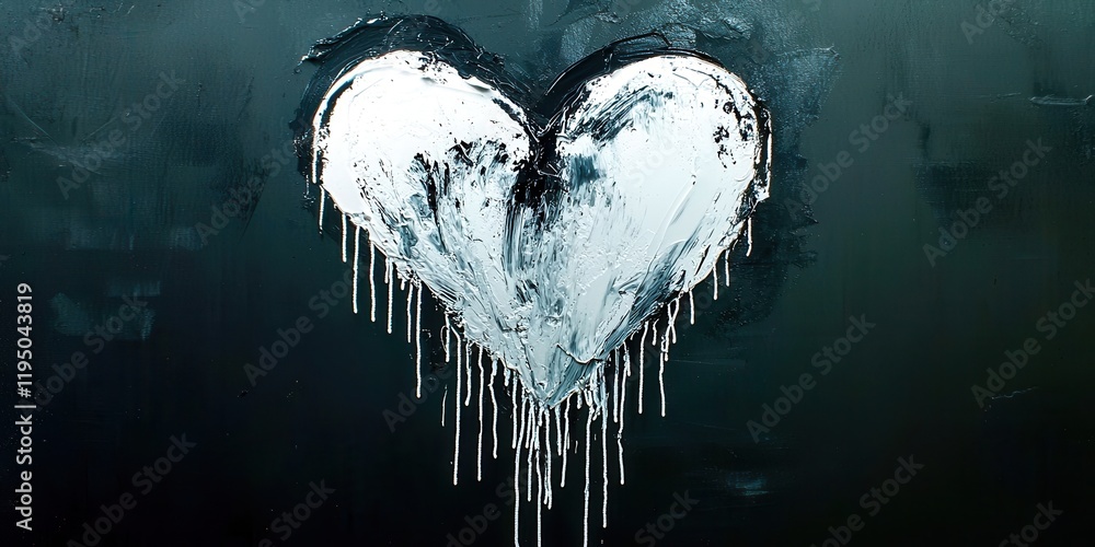 Poster heart with paint dripping from it