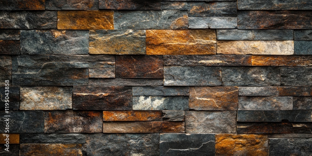 Poster textured stone wall background with dark and warm tones featuring irregular stone patterns providing