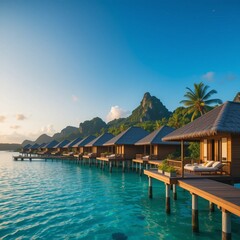 Obraz premium tropical resort at sunset
