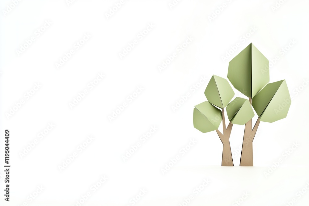 Poster stylized trees with unique geometric shapes create minimalist na