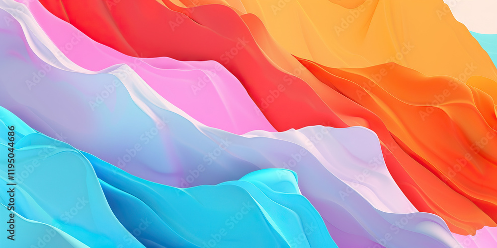 Poster abstract composition of multicolored draped forms