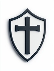 Obraz premium The cross symbol, which is encased within a shield, embodies the themes of protection and faithfulness, particularly within spiritual or religious contexts