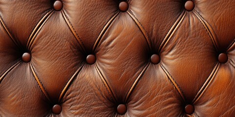 Brown leather texture featuring rich warm tones with soft tufted design and circular buttons centered in the image, ideal for background themes.