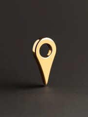 Location pin with hollow center standing against a dark background, symbolizing navigation and exploration in an elegant and modern design