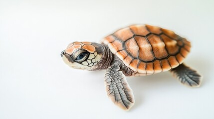 Obraz premium Cute baby turtle showcases intricate shell patterns and vibrant