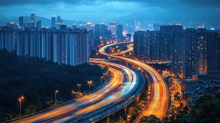 Fototapeta premium Night highway dynamic flow 